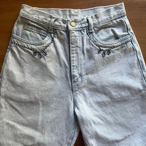 Vintage Western Rope Stitched Straight Jeans Sz 5 Cowgirl Rodeo Embroidered 90s - Picture 4 of 15